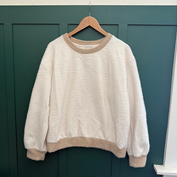 Anthropologie Maeve Cozy Ringer Sweater Top IVORY - Picture 4 of 9